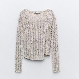 ZARA Asymmetrical Open Knit Sweater NWT